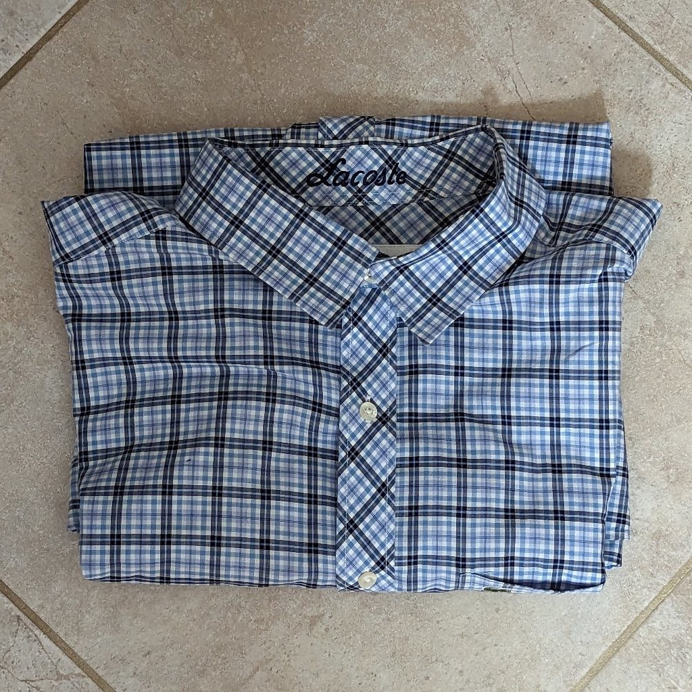 Lacoste Plaid Short Sleeve Men's Collared Shirt
